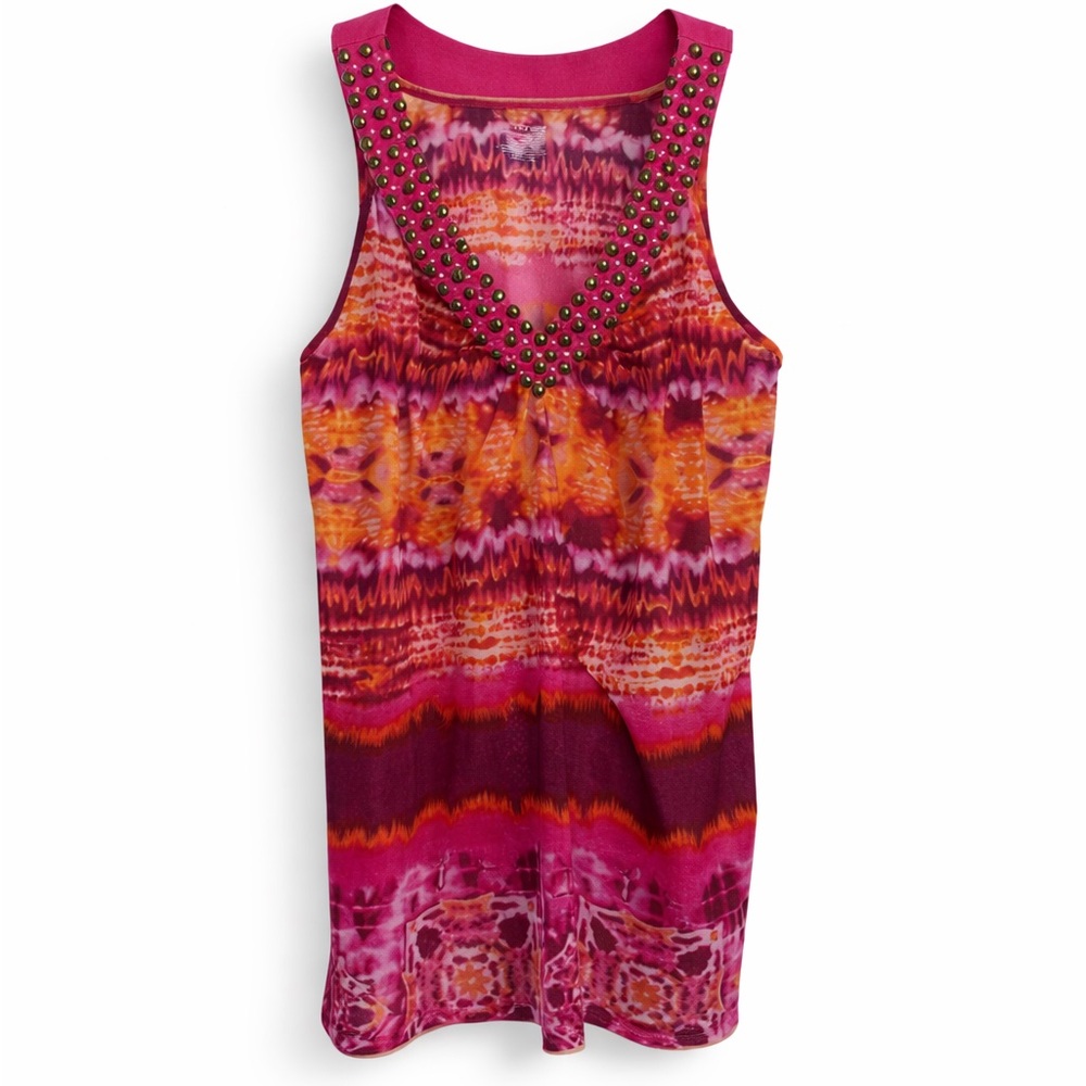 Lane Bryant Pink Orange Sheer Beaded V-Neck Tank Top Size 18/20